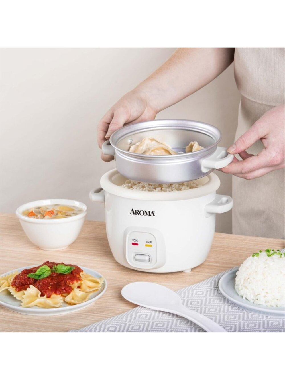 Compact 2-Cup Rice Cooker & Steamer, Auto Keep Warm, Multi-Function Grain & Soup - Picture 3 of 9